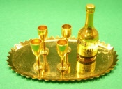 Cognac Likör Napoleon Messing Tablett oval 