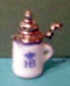  Bierkrug HB Porzellan Zinndeckel 