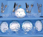 Speiseservice 4 Personen blau Bodo Hennig 